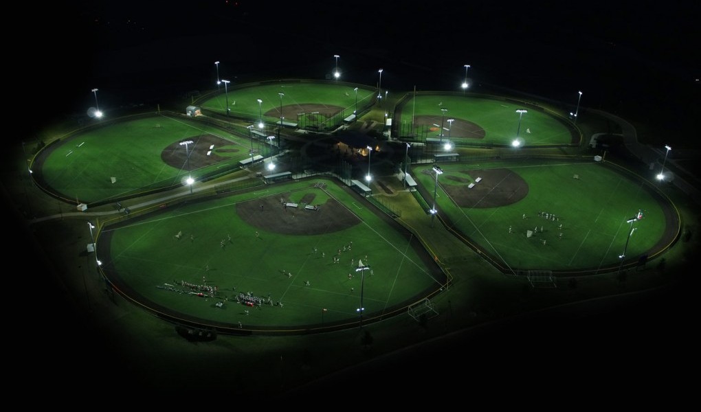 aerial view of Boombah sports complex